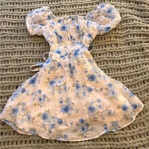 Floral Blue and White  Dress